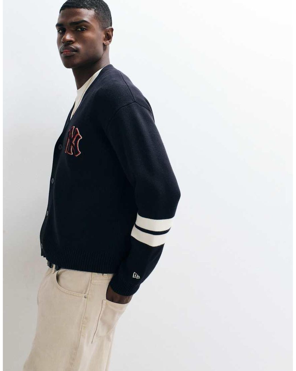 KTZ Blue Ny Yankees Logo Button Up Cardigan for men