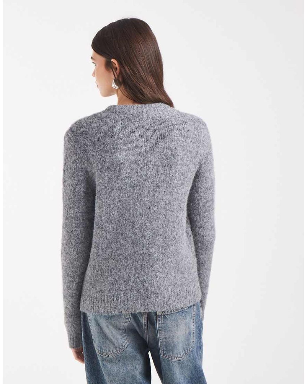 Vero Moda Gray Oversized Zip Front Soft Knit Jumper