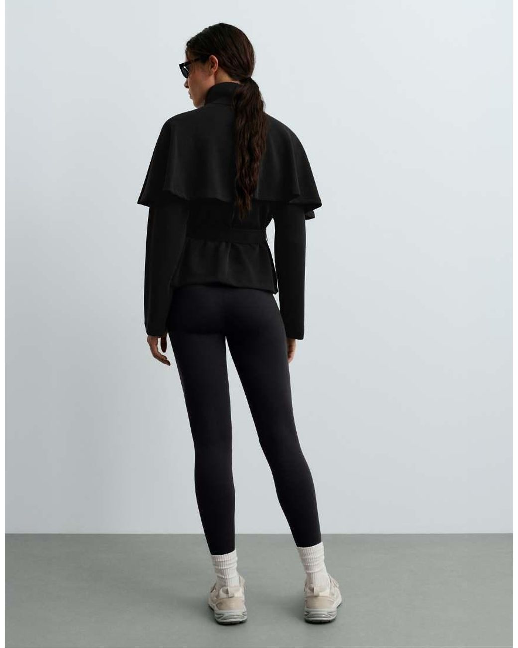 Oysho Black Jacket With Cape Detail And Modal