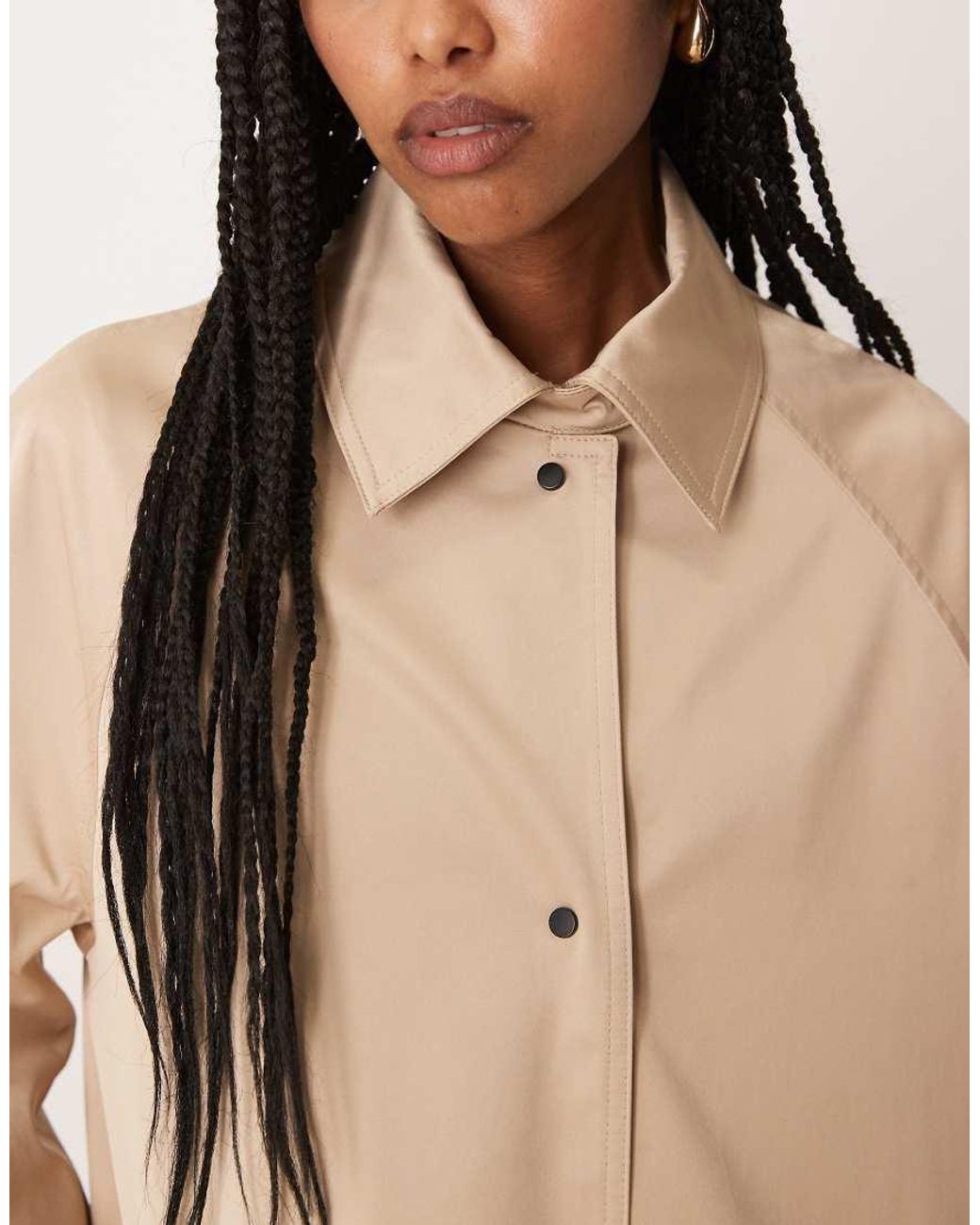 ASOS Trenchcoat Met Lange Pasvorm in het Natural