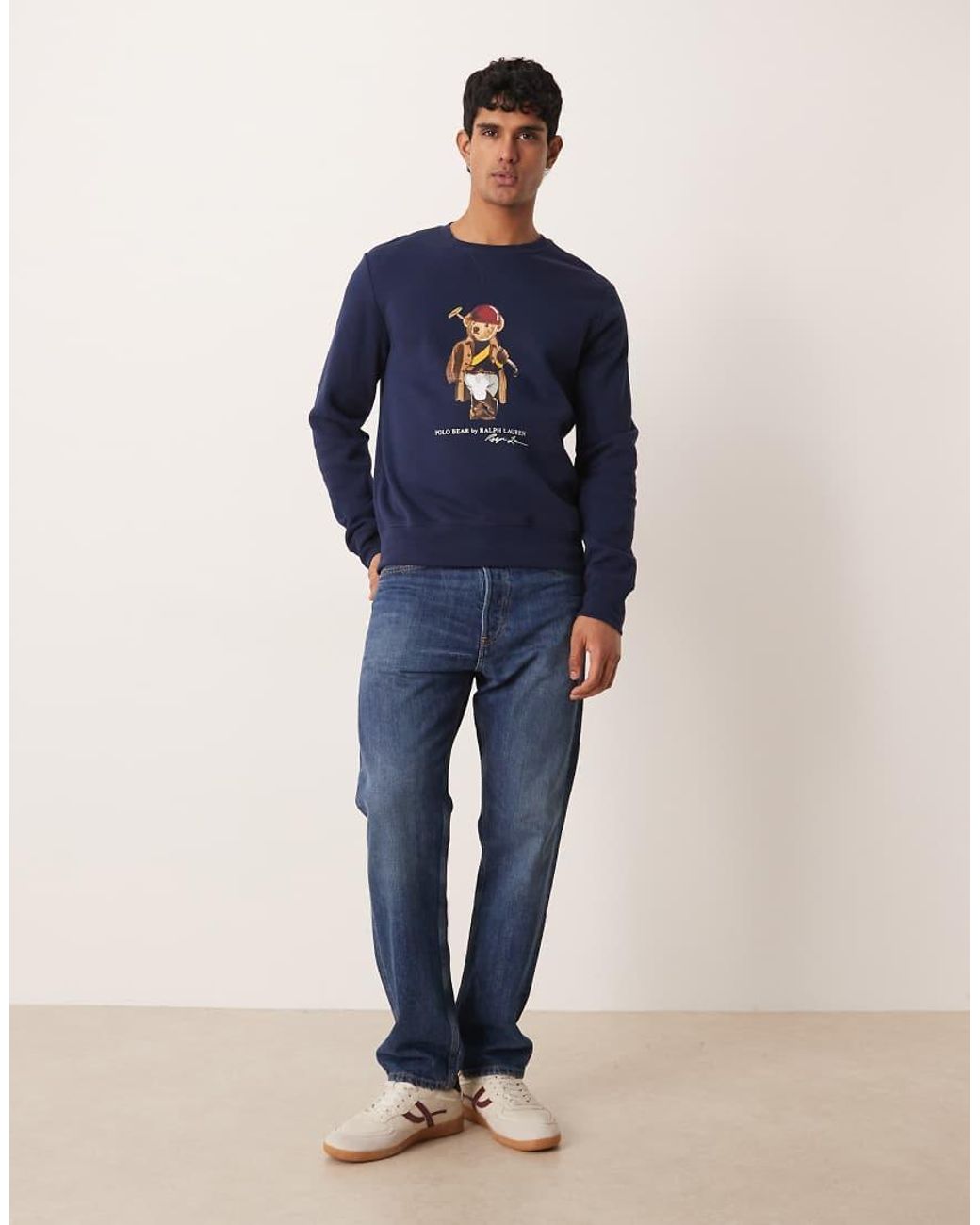 Polo Ralph Lauren Blue Society Bear Print Sweatshirt for men