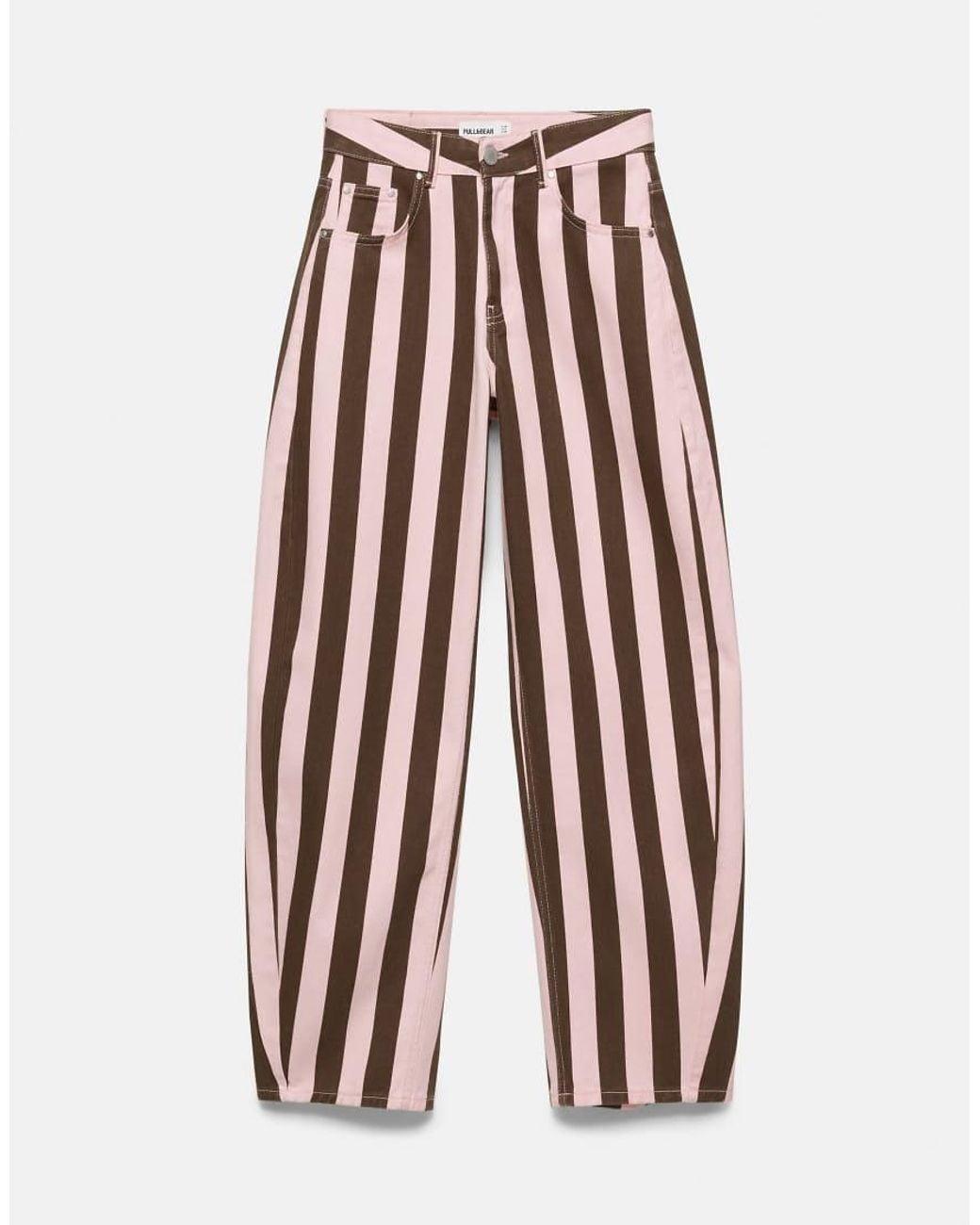 Pull&Bear Gray Striped Barrel Jeans