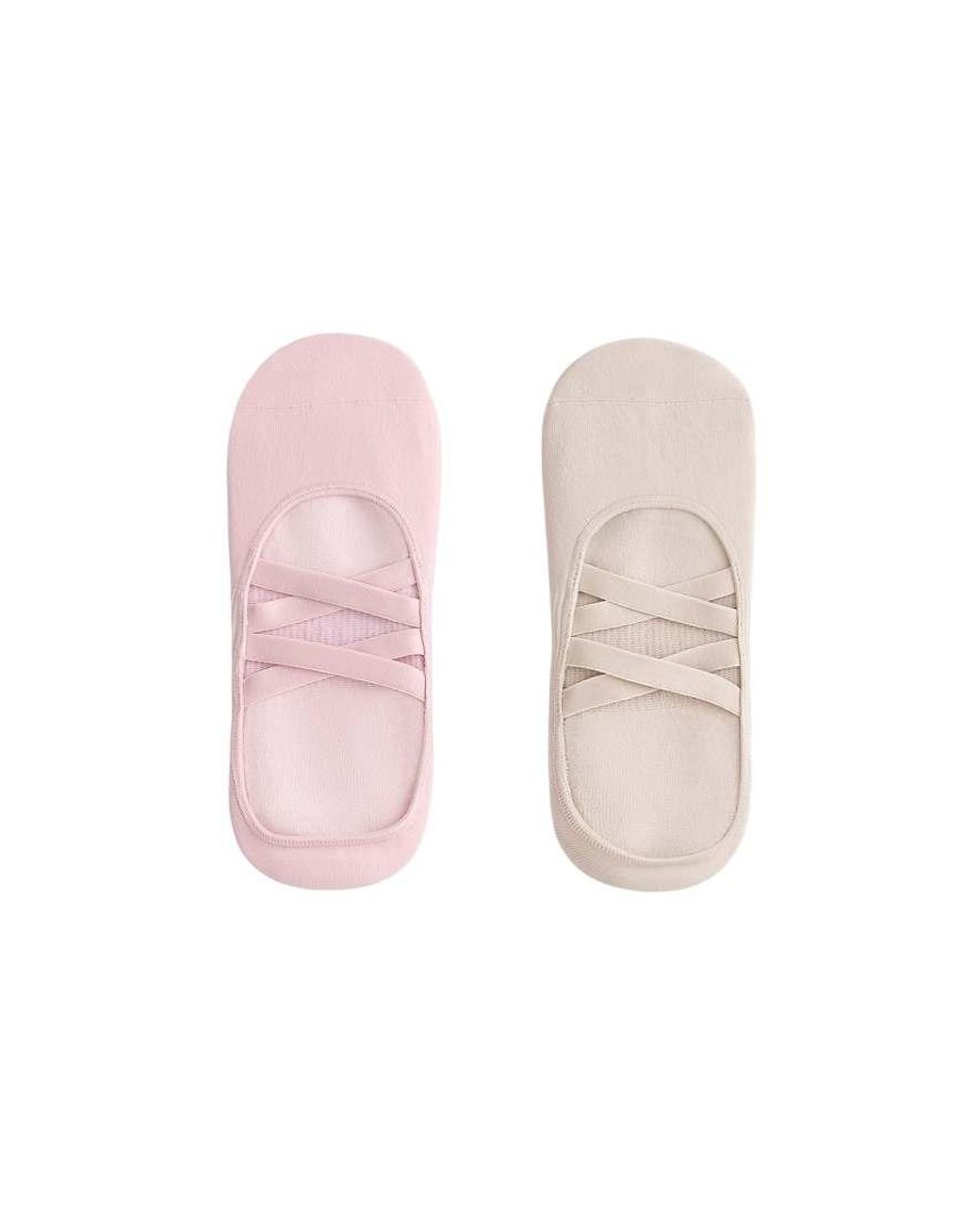 Oysho Pink 2 Pairs Of Polyamide Blend Invisible Yoga And Pilates Socks With Double Straps