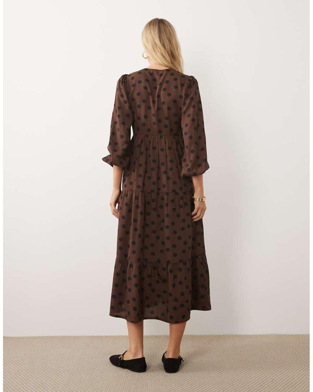 Wednesday's Girl Brown Long Sleeve Wrap Midaxi Dress