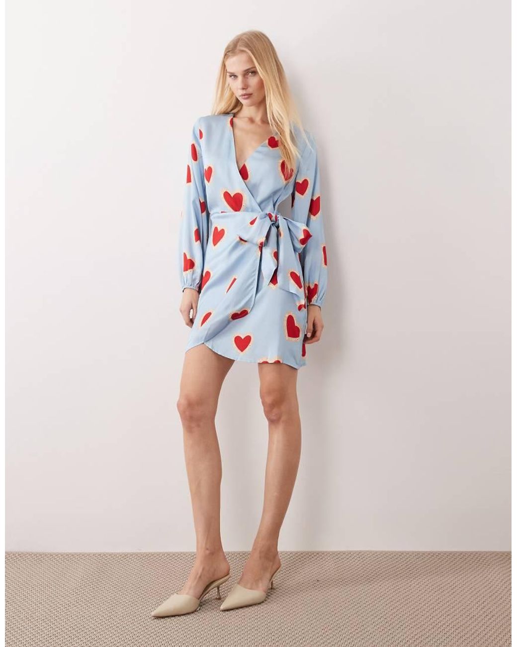 Never Fully Dressed White Wrap Tie Side Balloon Sleeve Mini Dress