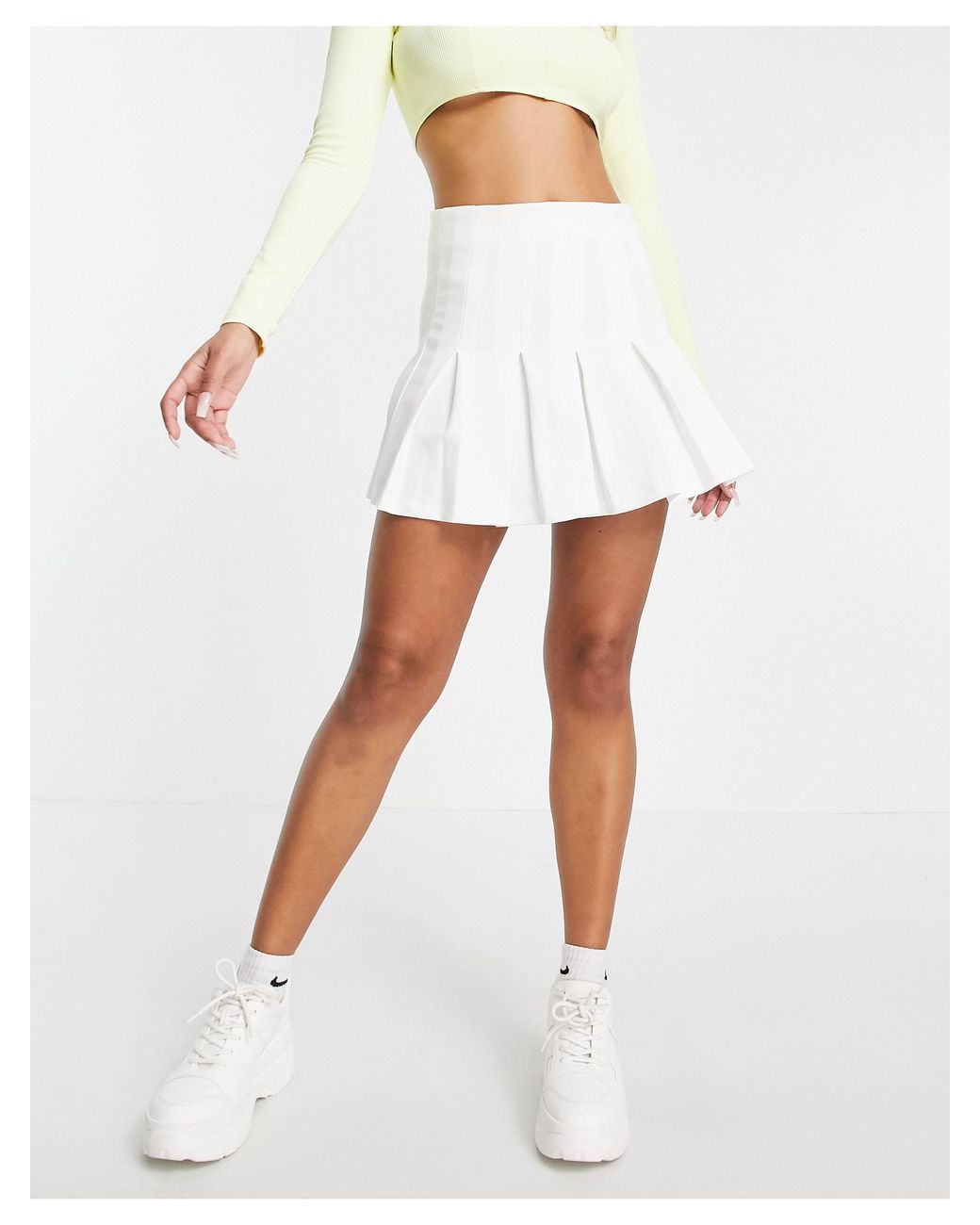 Bershka Pleated Mini Tennis Skirt in White | Lyst