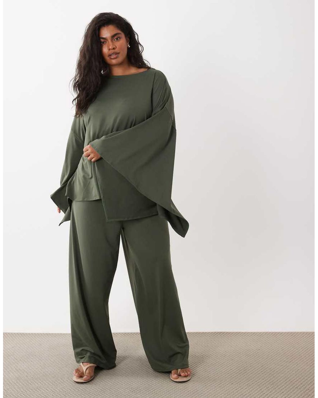 ASOS Green Asos Design Curve Cape Style Co-ord Top