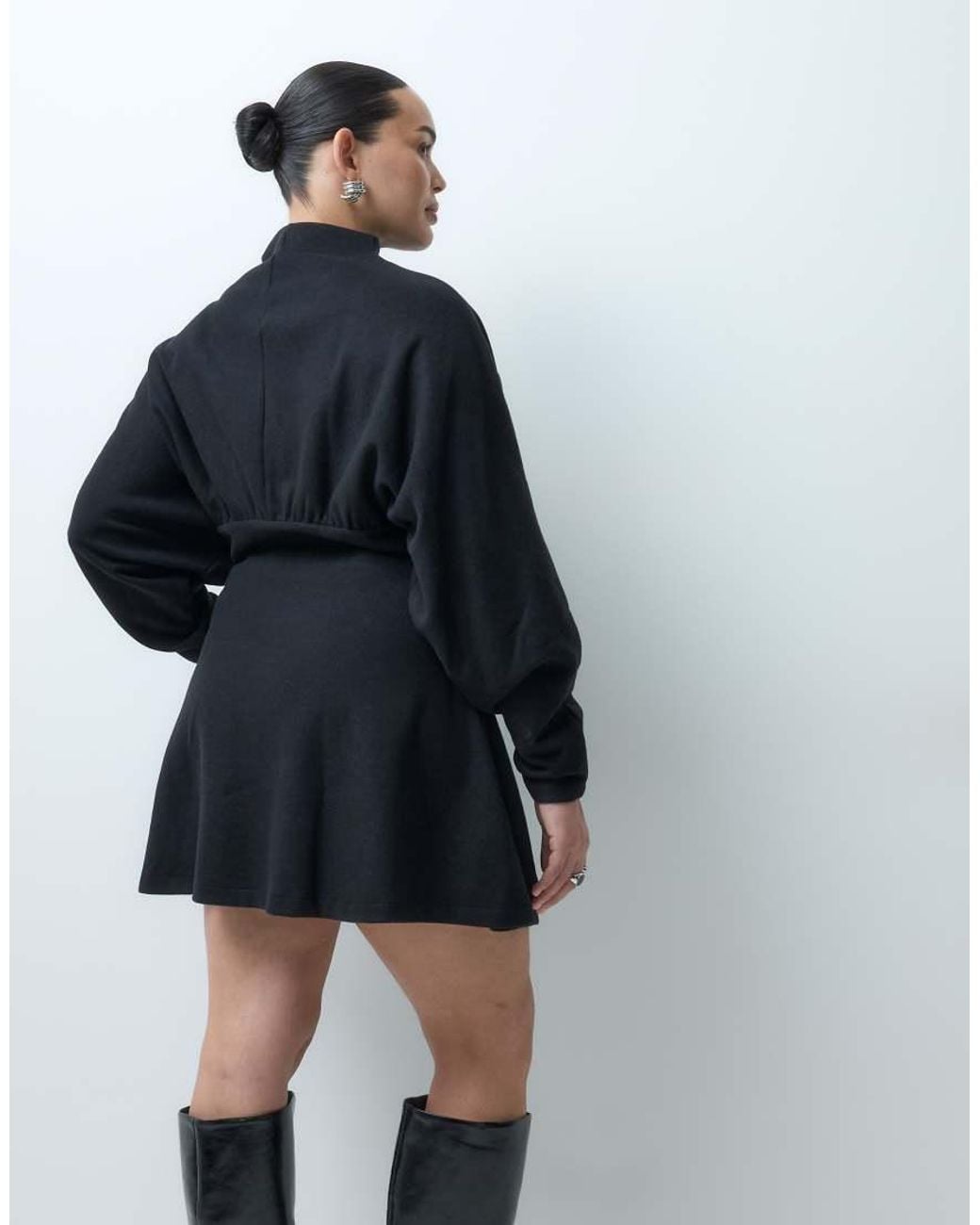 ASOS Blue Asos Design Curve Supersoft Waspy Waist Mini Dress