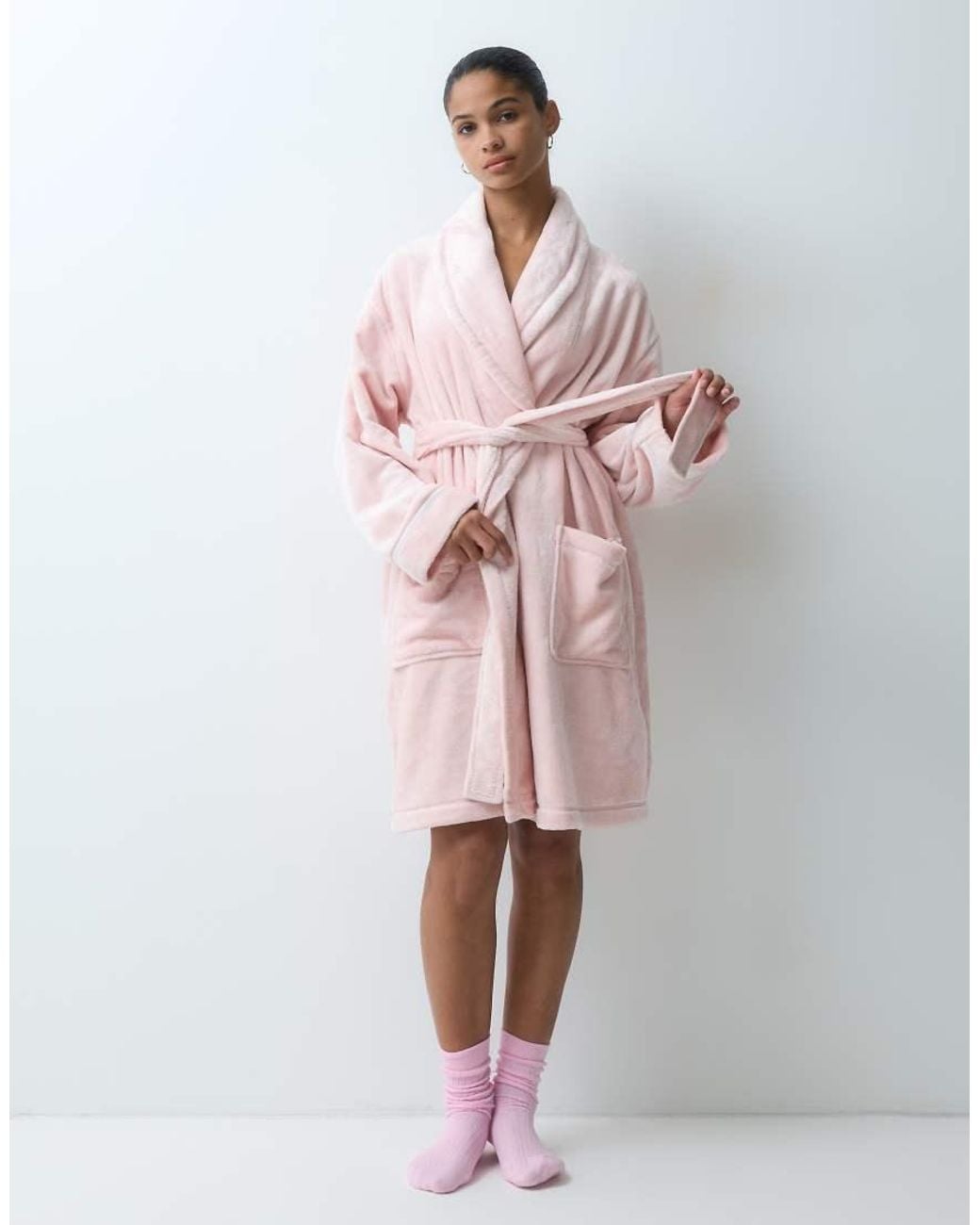 DKNY Pink Short Fleece Robe