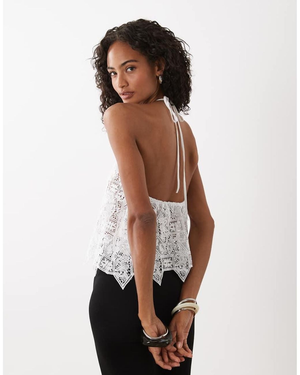 Motel White Irina Woven Halter Top
