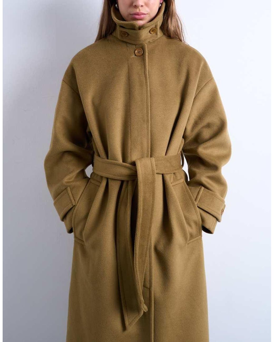 TOPSHOP White Belted Longline Formal Car Coat