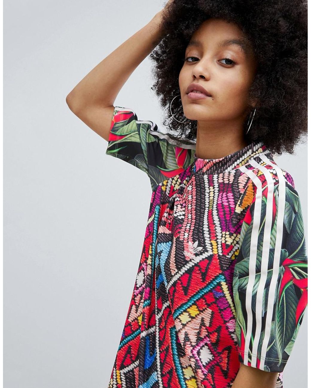 adidas Originals Originals X Farm Multi Print High Neck Dress | Lyst