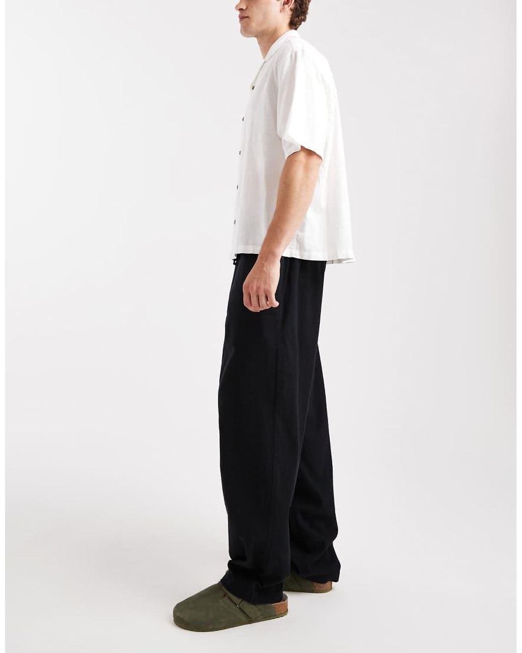 Jack & Jones Black Loose Fit Linen Mix Trouser for men