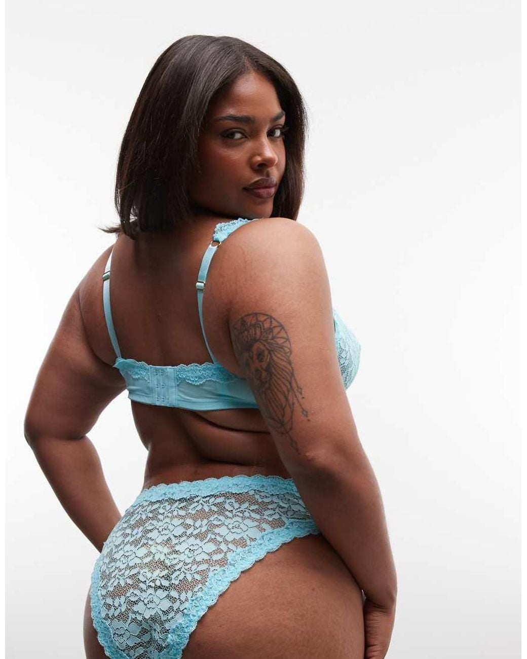 ASOS Multicolor Asos Design Curve Hazel All Over Lace Brazilian Briefs With Lace Trim