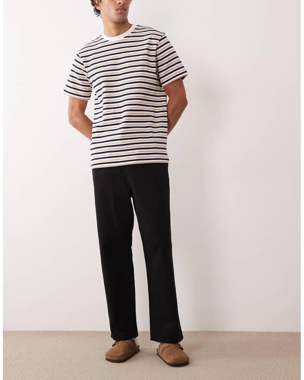 ASOS Black Relaxed Tapered Trousers for men
