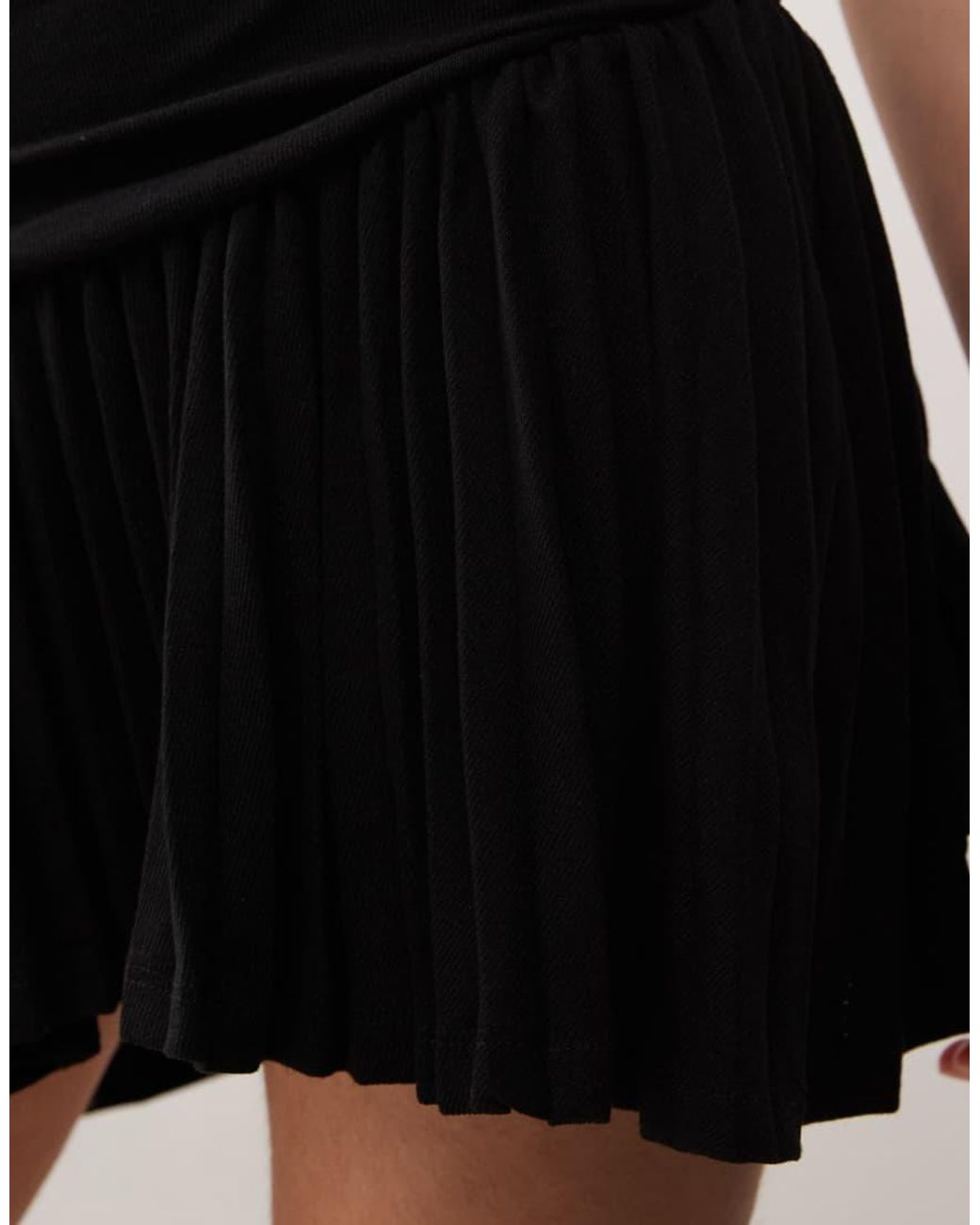 Lioness Natural Field Of Dreams Scoop Neck Ruched Bodice Pleated Hem Mini Dress