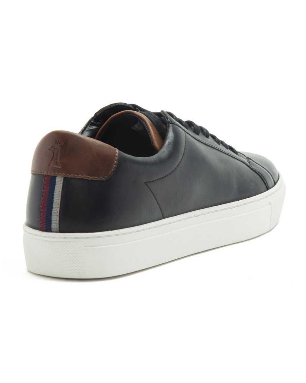 Thomas Crick Black Evers Casual Leather Trainers for men
