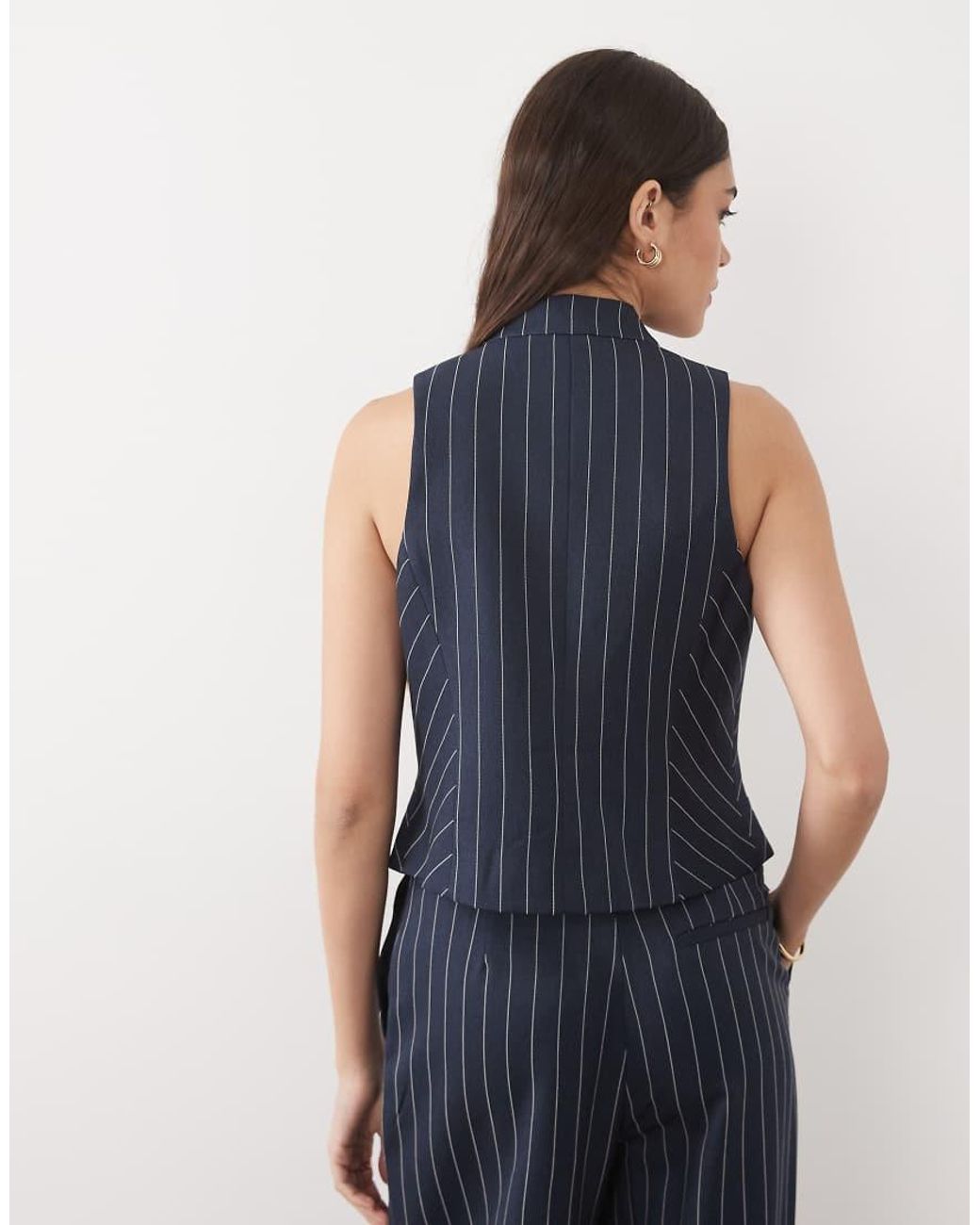 River Island Blue Pinstripe Waistcoat