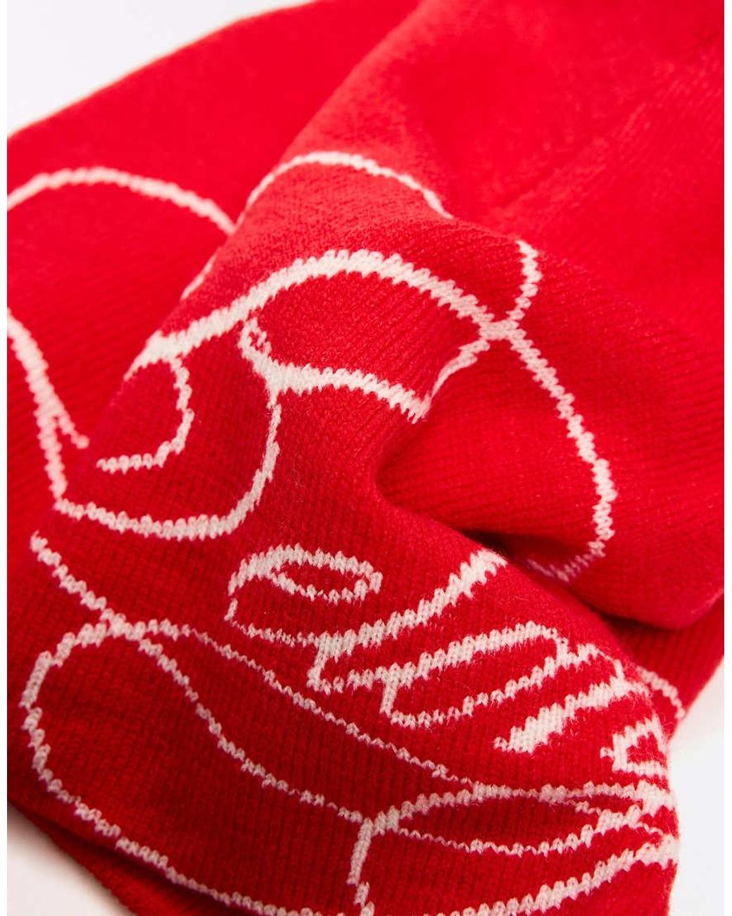 Bershka Red Knitted Beanie for men