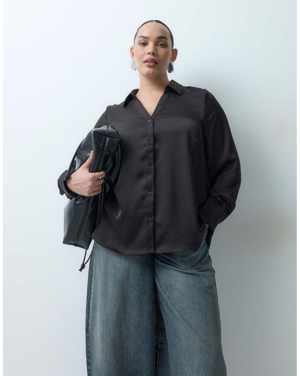 Vero Moda Blue Satin Long Sleeve Shirt Co-ord