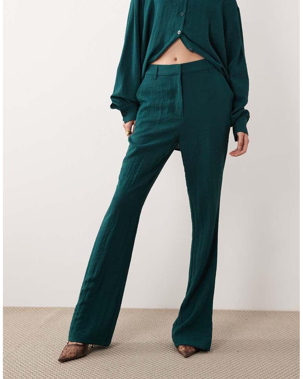 ASOS Blue Tailored Textured Flare Pants