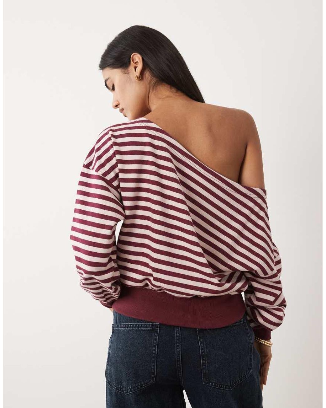 Cotton On Red Relaxed Off The Shoulder Sweatshirt