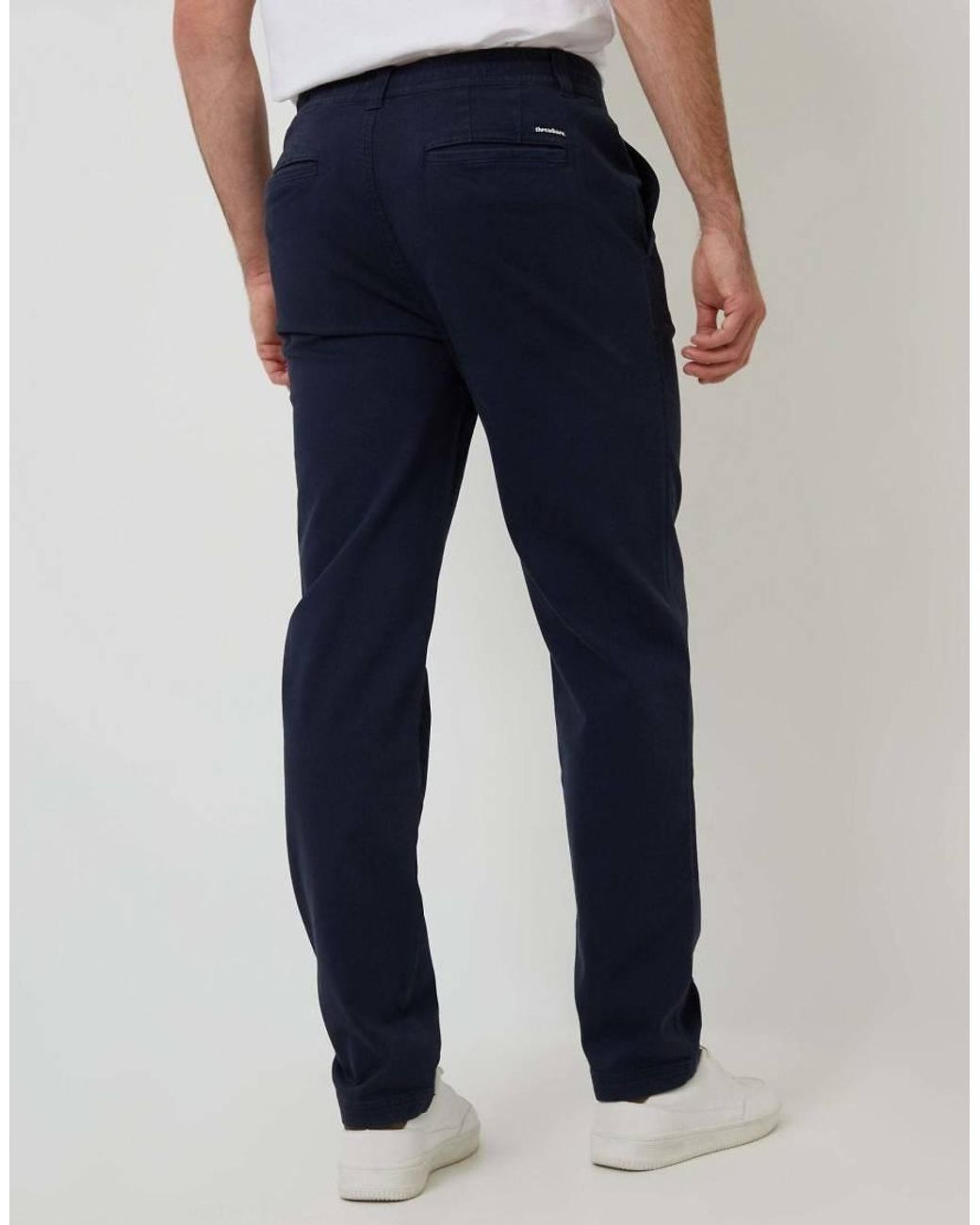 Threadbare Blue Cotton Elasticated Waist Chino Trousers for men