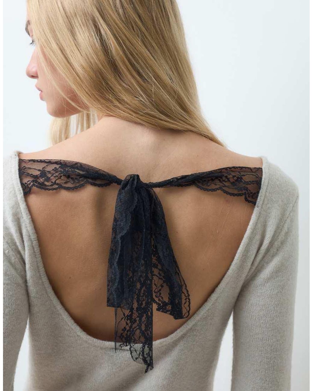 Vero Moda Gray Lace Bow Detail Knitted Maxi Dress