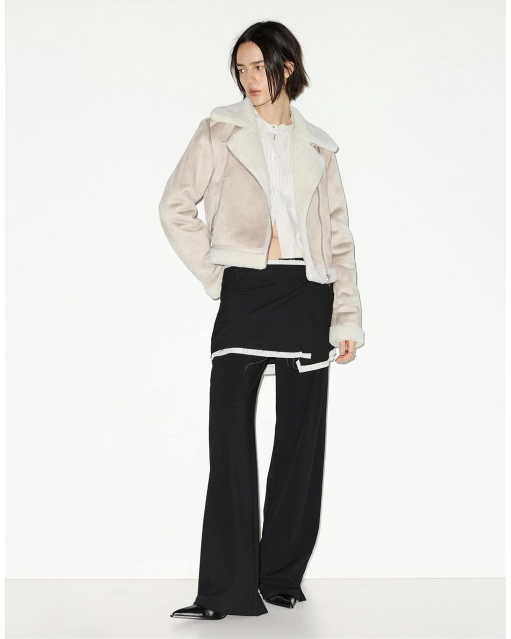Pull&Bear White – kurze, doppelseitige jacke