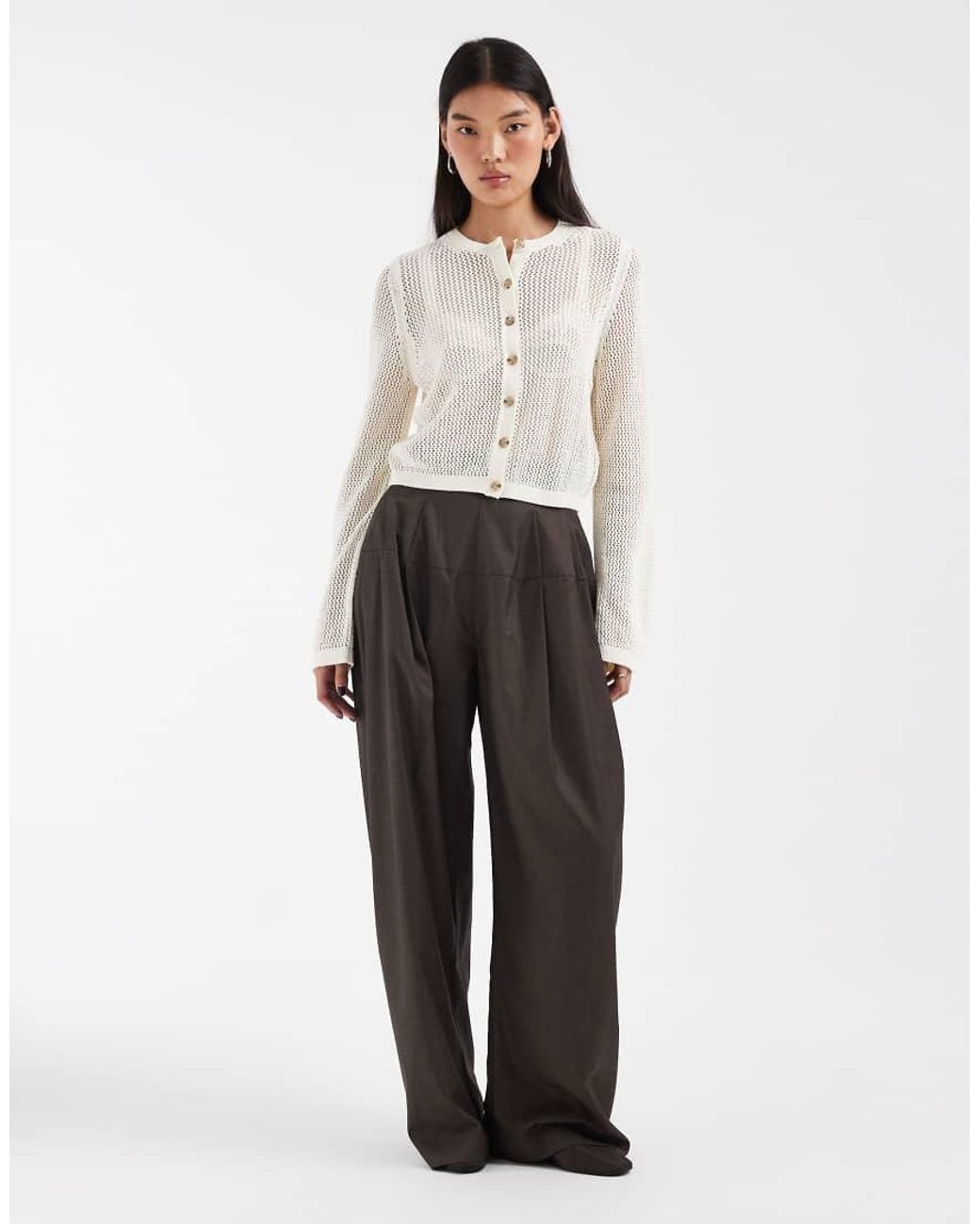 & Other Stories White Pure Cotton Open Knit Cardigan