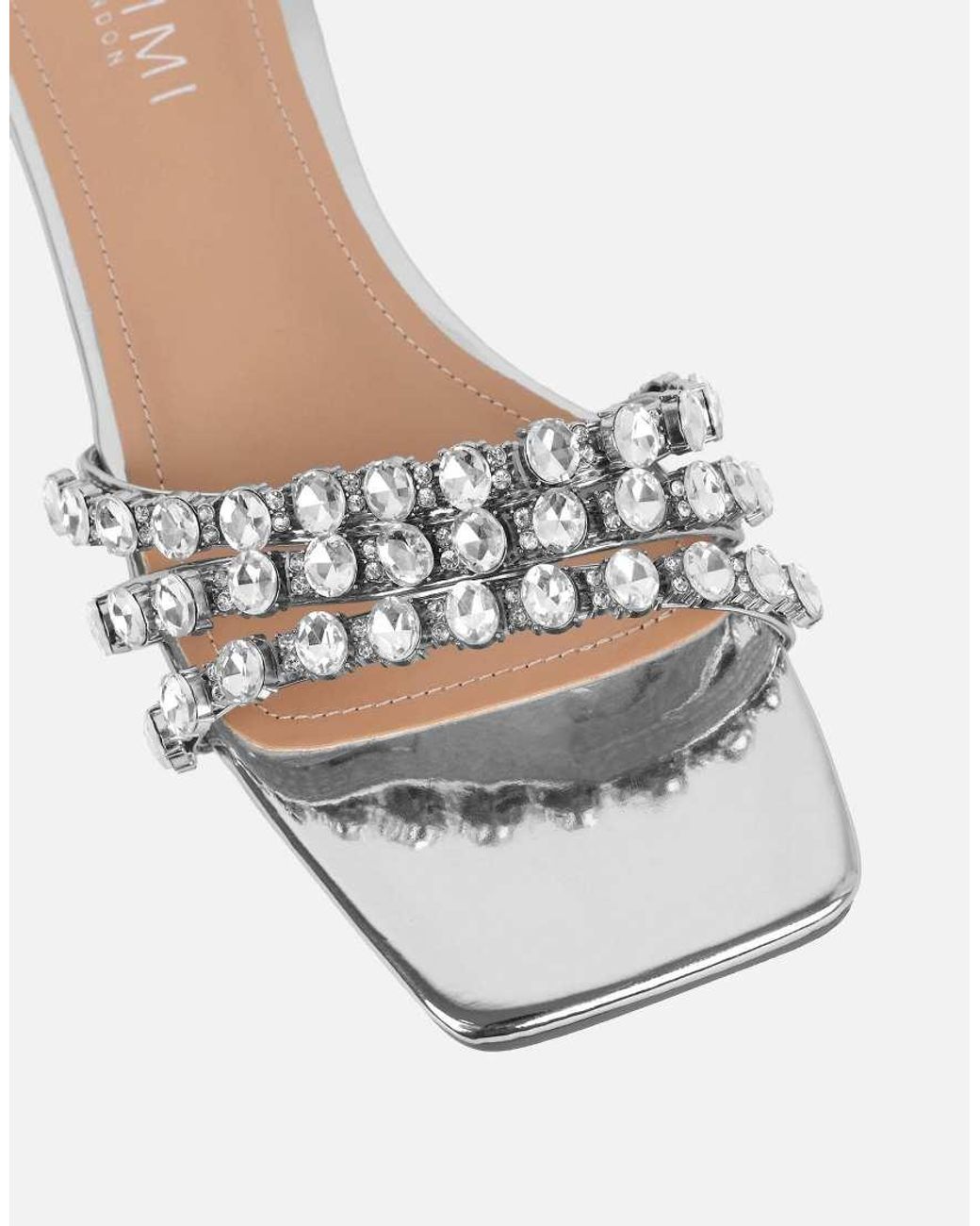 SIMMI Metallic Monroe Diamante Flat Sandals