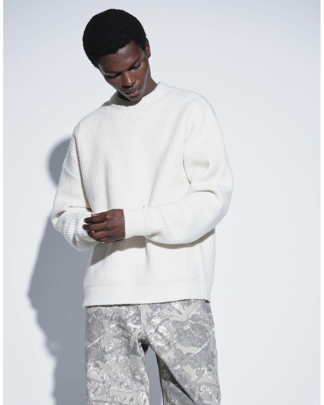 Pull côtelé en mélange ASOS pour homme en coloris White