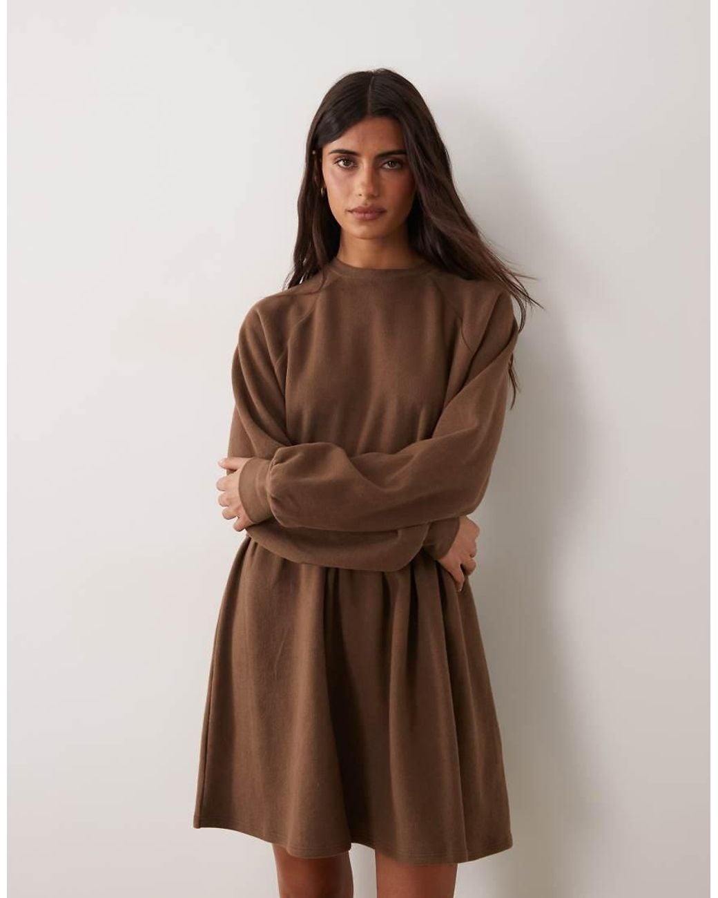 Miss Selfridge Brown Super Soft Brushed Smock Dress