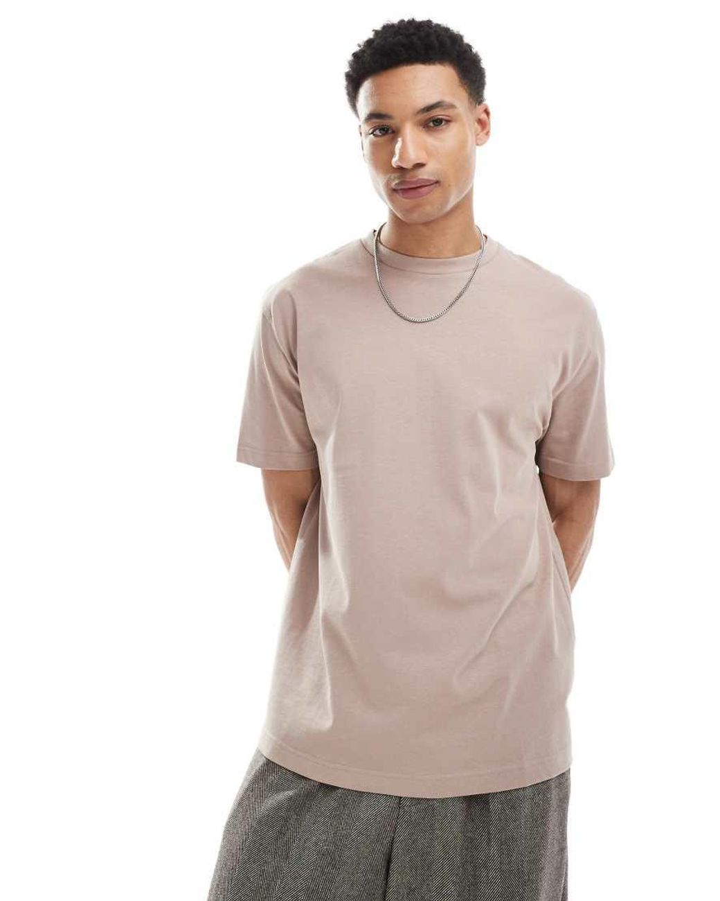 ASOS Pink Heavyweight Relaxed T-Shirt for men