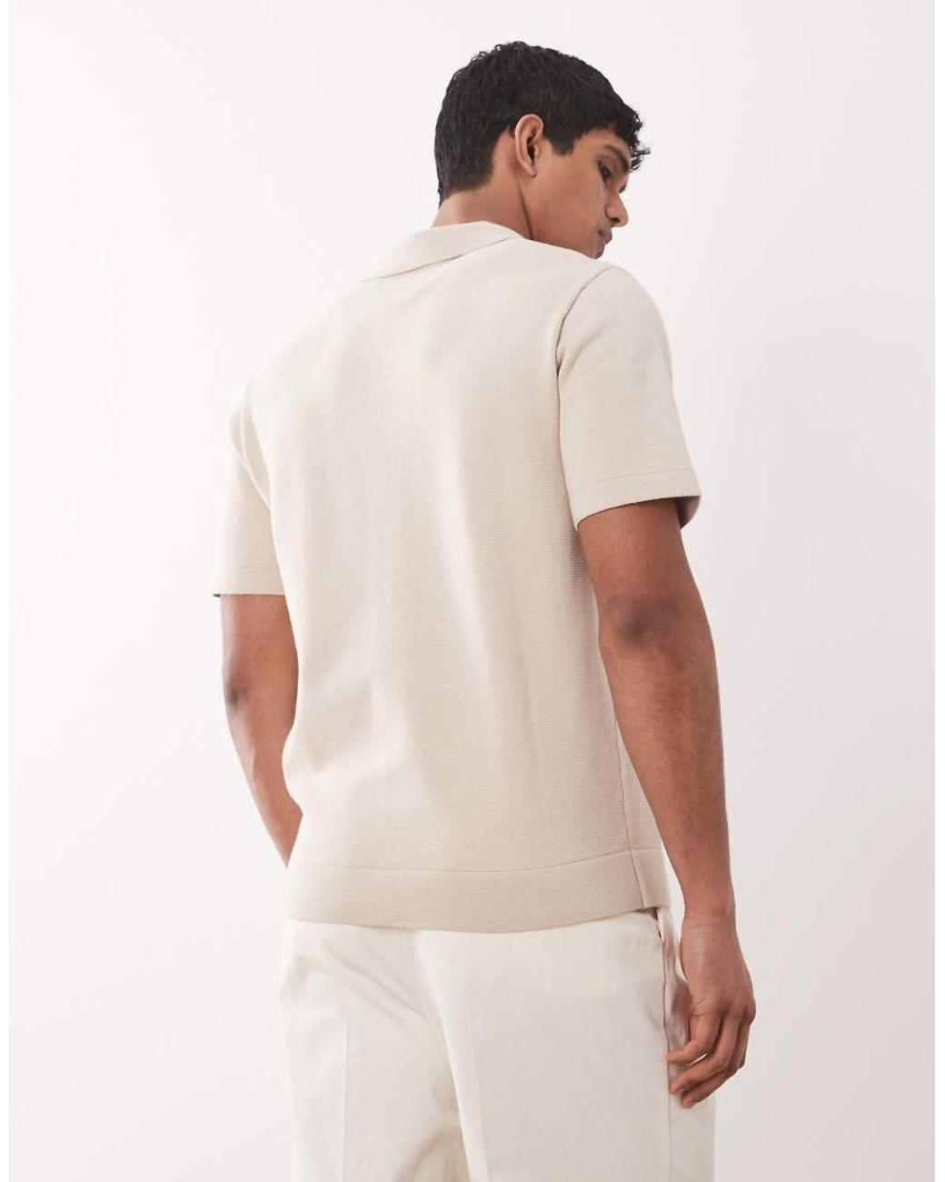 Jack & Jones Natural Premium Split Neck Knitted Top for men