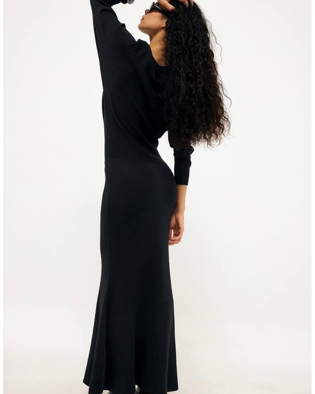 NA-KD Blue Knitted Jacquard Batwing Maxi Dress