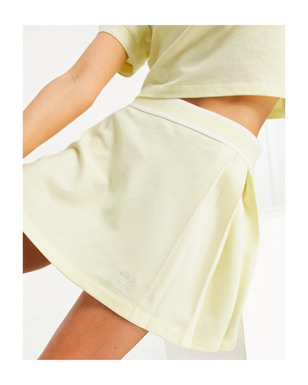 adidas Originals 'tennis Luxe' Logo Pleated Skirt in Yellow | Lyst