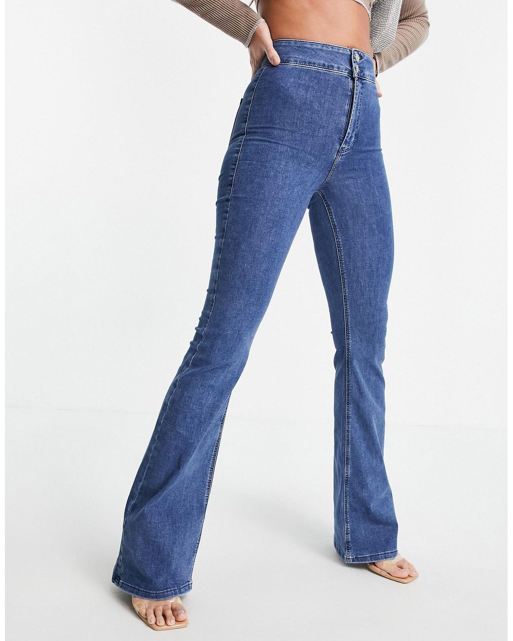 TOPSHOP Denim Flared Joni Jeans in Mid 
