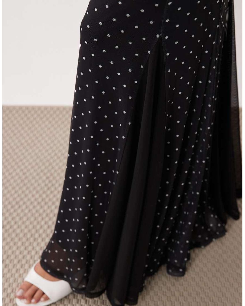 ASOS White Spot Mesh Maxi Skirt Co-ord