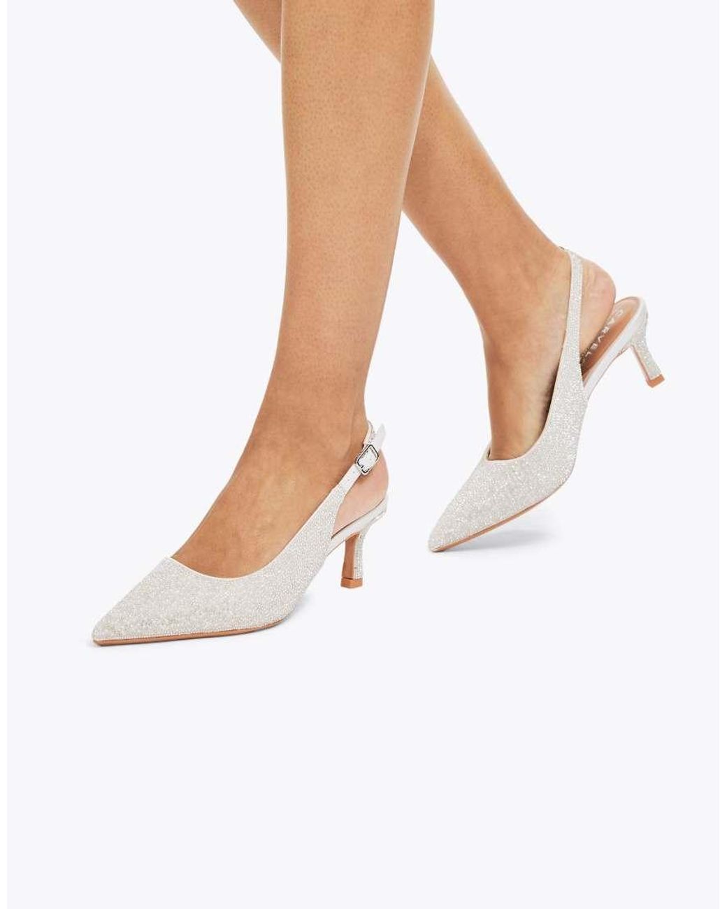 Carvela Kurt Geiger White Corletta Sling Court Low Heeled Shoes