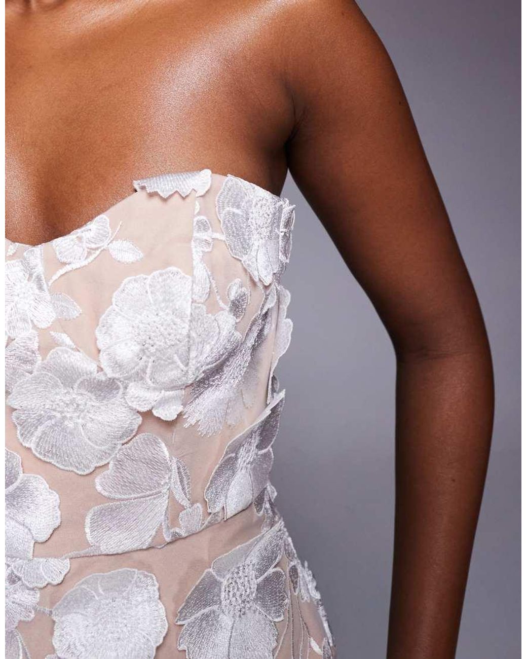 Jarlo Purple Kay Floral Lace Bustier Maxi Dress