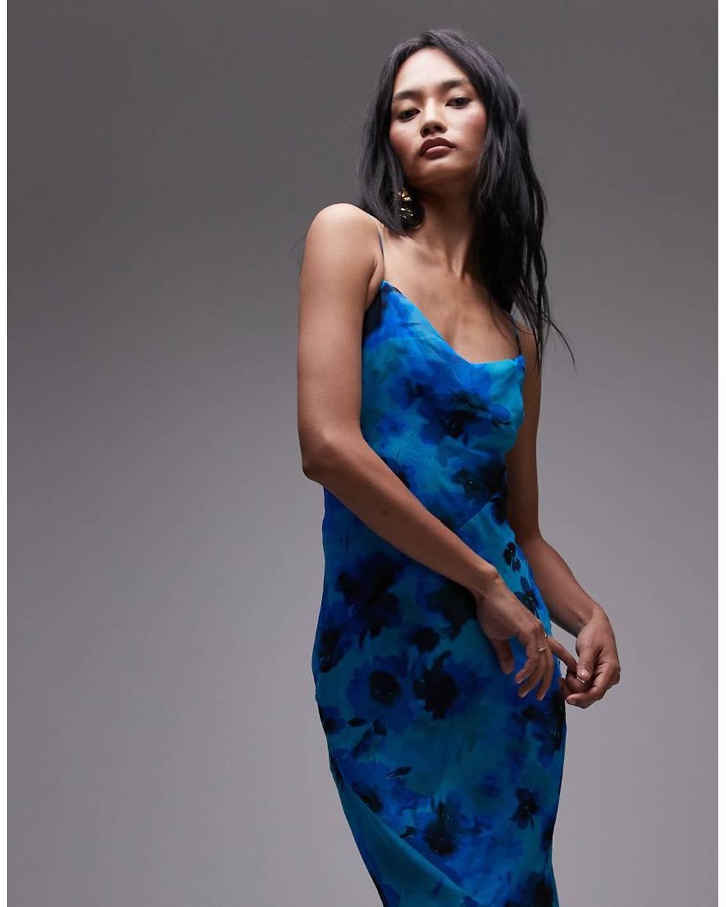 TOPSHOP Double Layered Cami Dress in Blue | Lyst UK