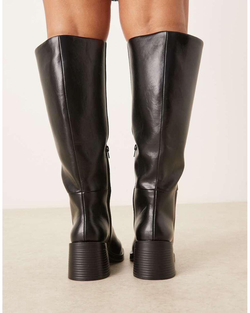 ASOS Black Curve Campbell Chunky Heeled Knee Boots