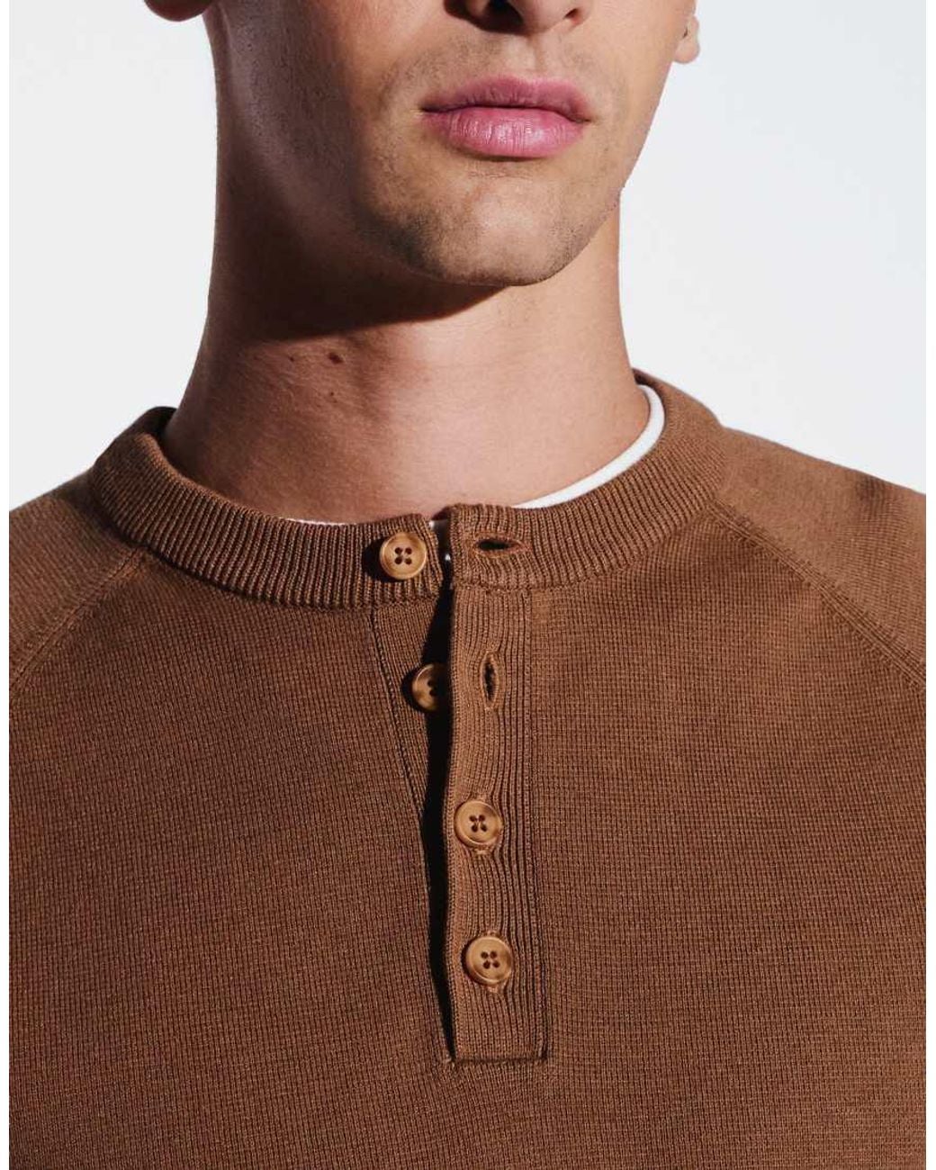 ASOS Blue Relaxed Knitted Henley for men