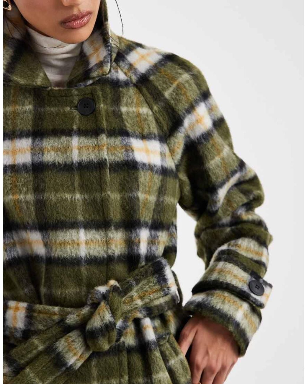 Vero Moda Green Brushed Formal Belted Coat