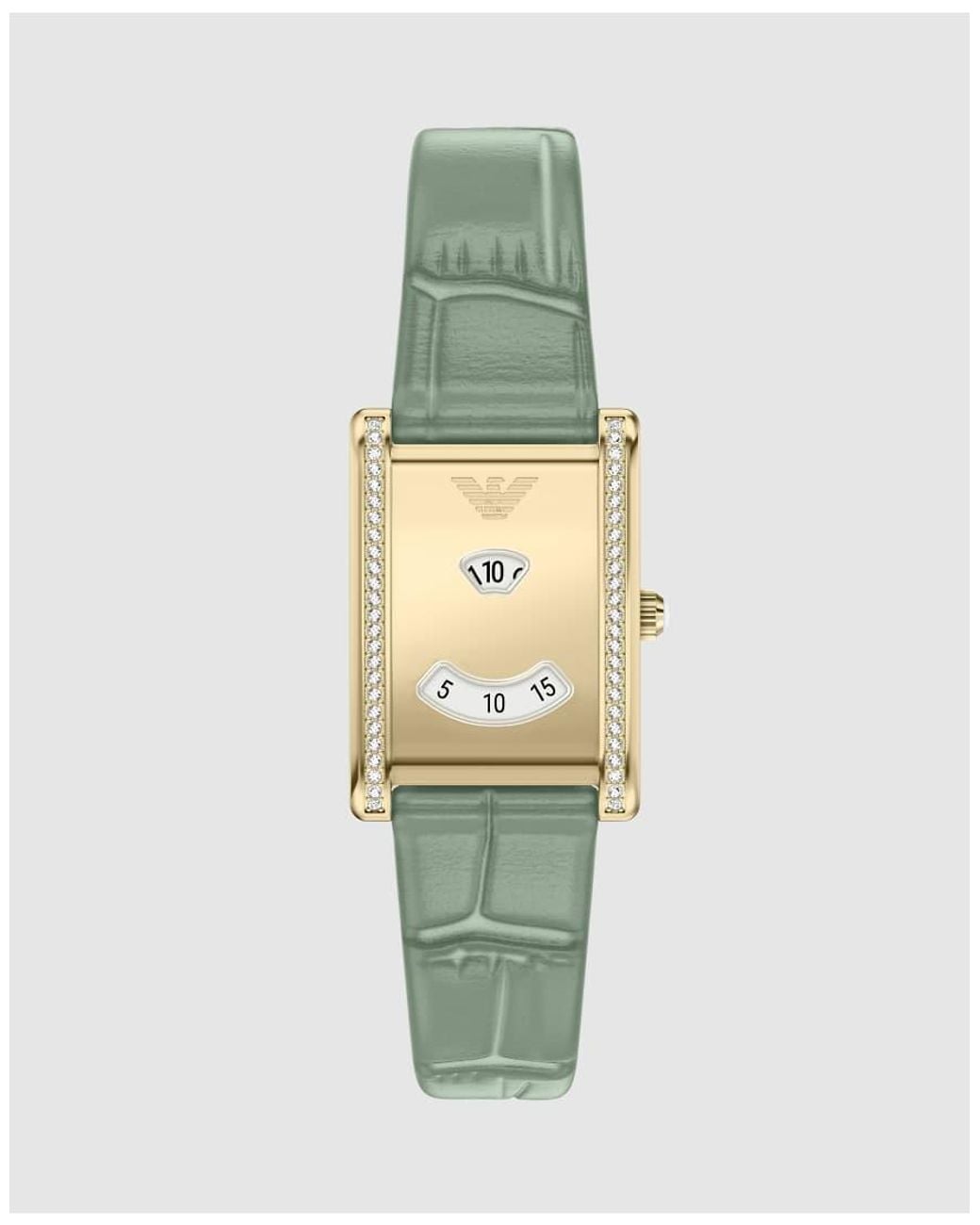 Emporio Armani Green Two-Hand Leather Watch
