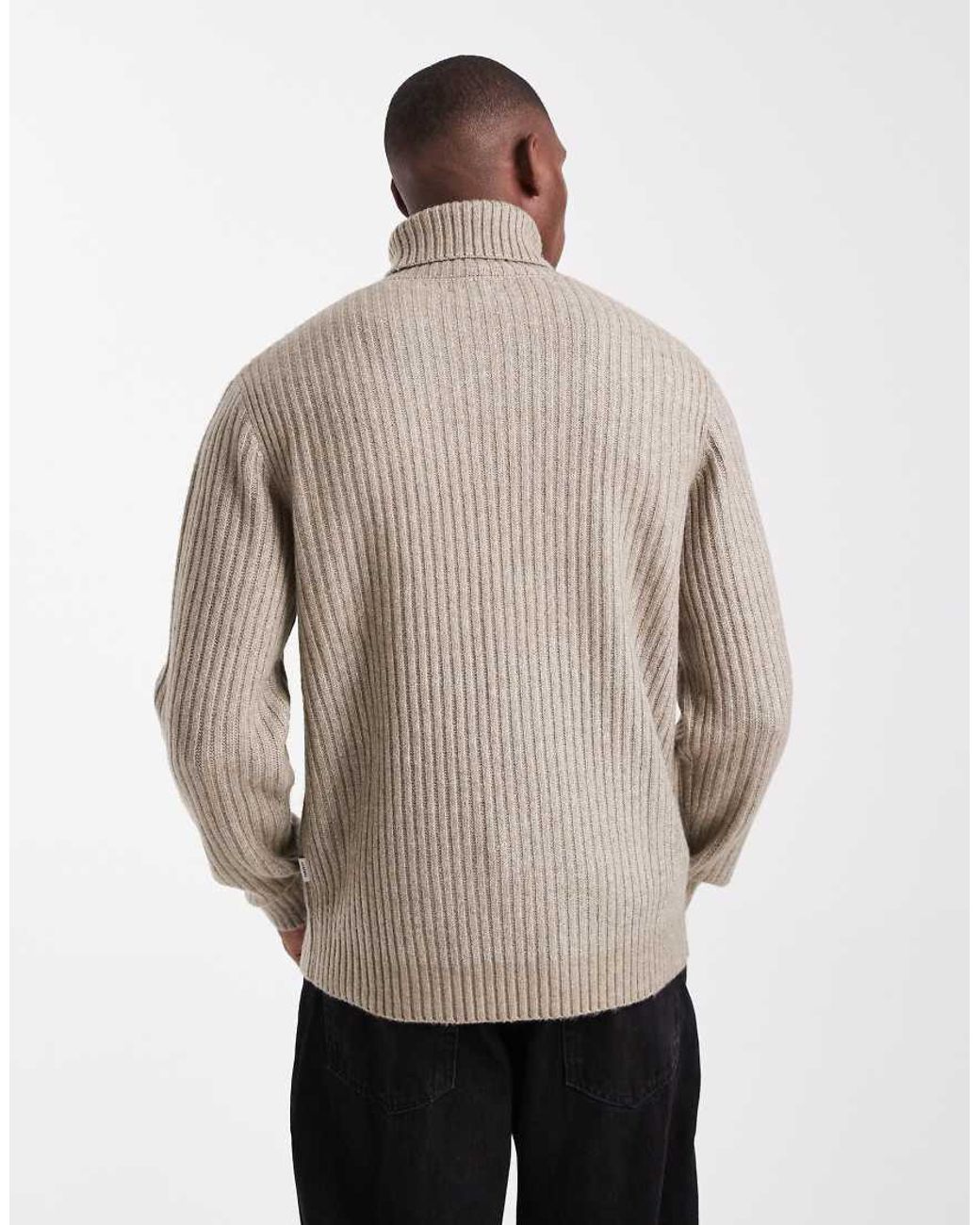 JJ Rebel Natural Roll Neck Cable Knit Jumper for men