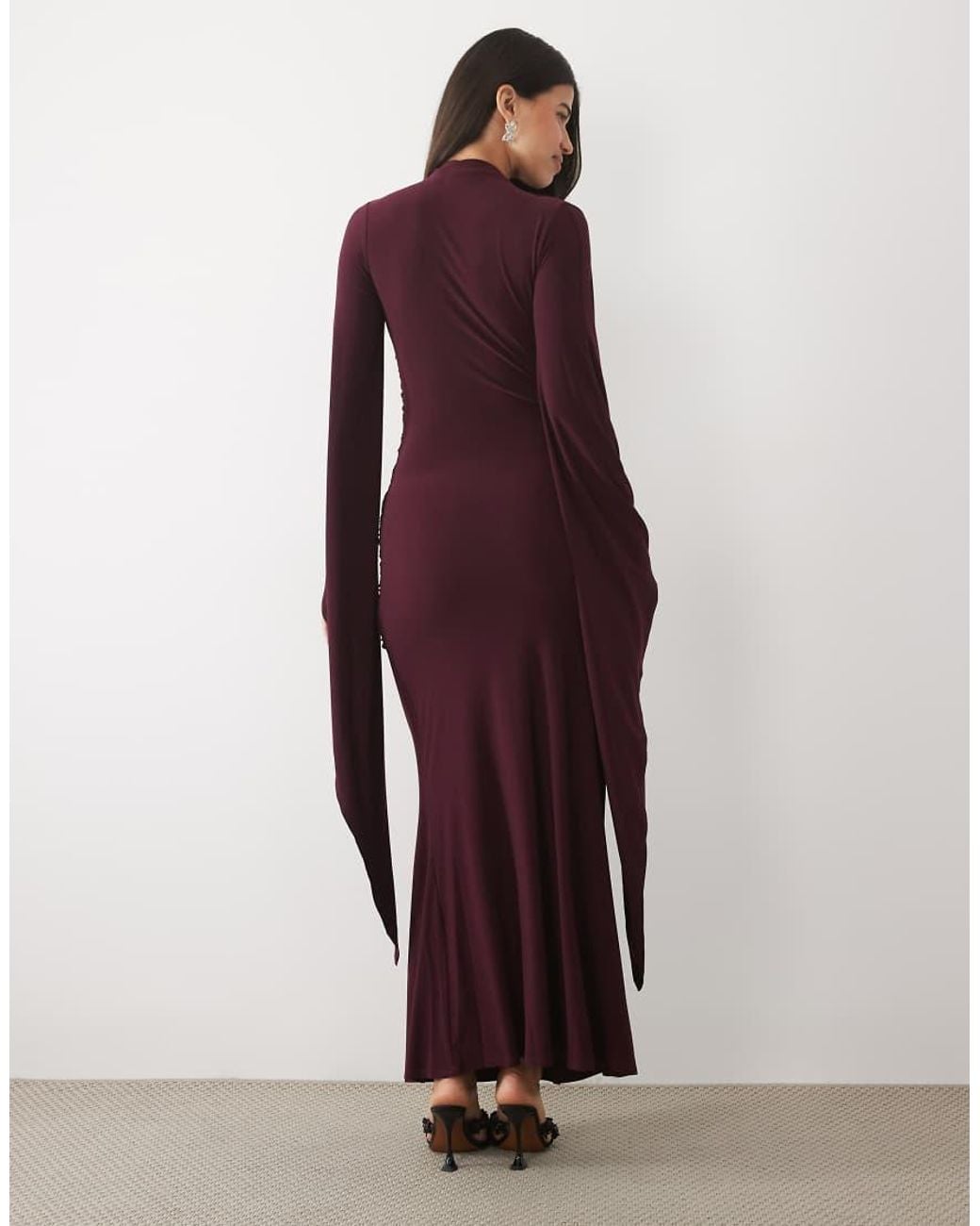 ASOS Purple exaggerated Sleeve Cross Neck Maxi Dress