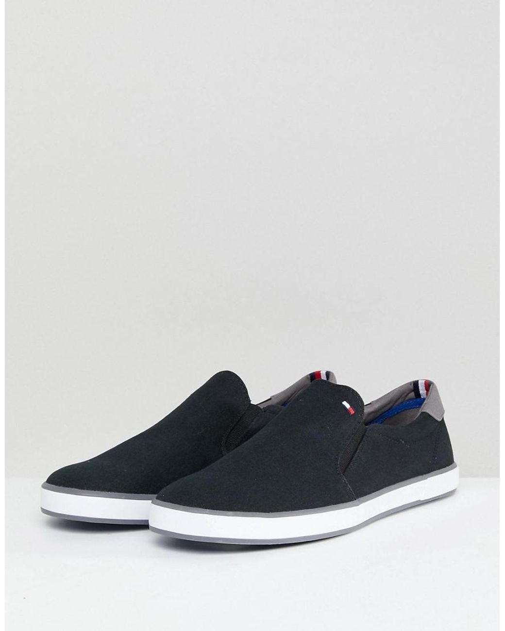 Tommy Hilfiger Iconic Slip On Canvas Sneakers In Black for Men | Lyst UK