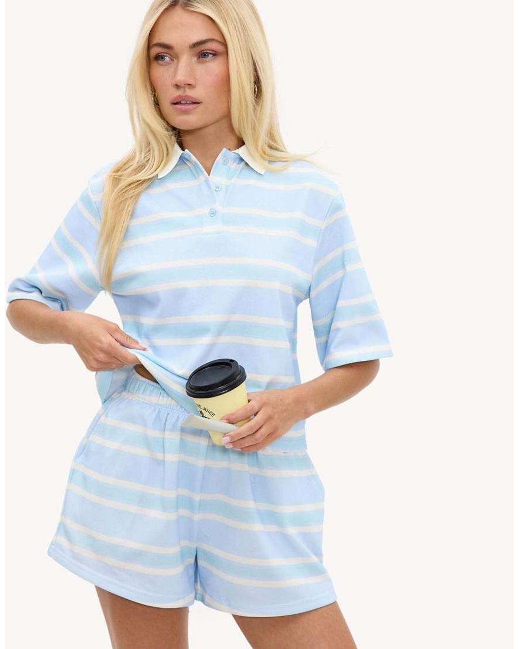 Loavies Blue Easy Does It Shorts With Stripes